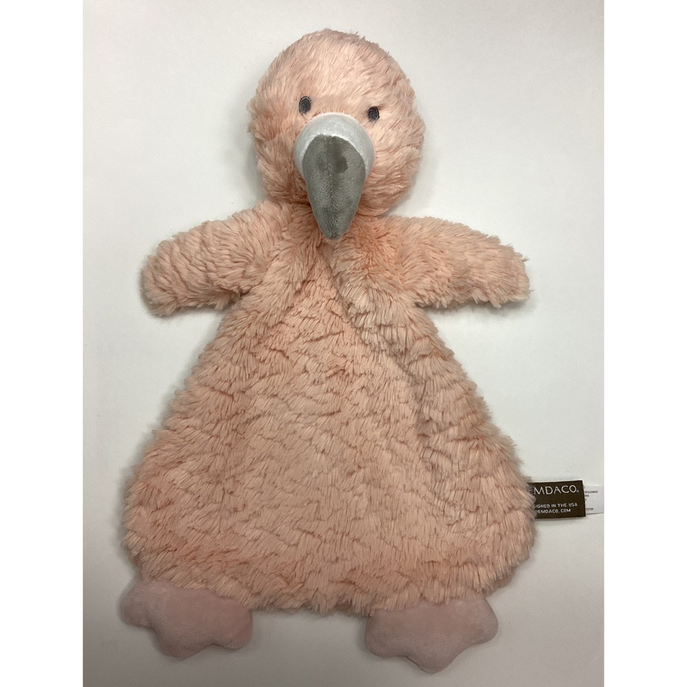 Demdaco Flamingo Security Blanket Plush Lovey Pink Minky Baby Rattle Toy 15"